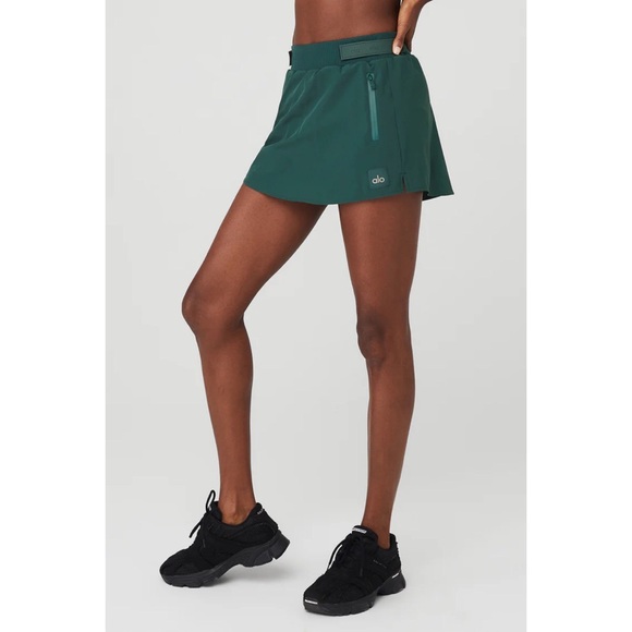Alo Yoga High-Waist Elevation Mini Skirt Midnight Green L - Picture 5 of 13